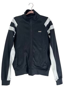 Ovo Black & White Pique Zip Up Casual Sporty Activewear Track Jacket